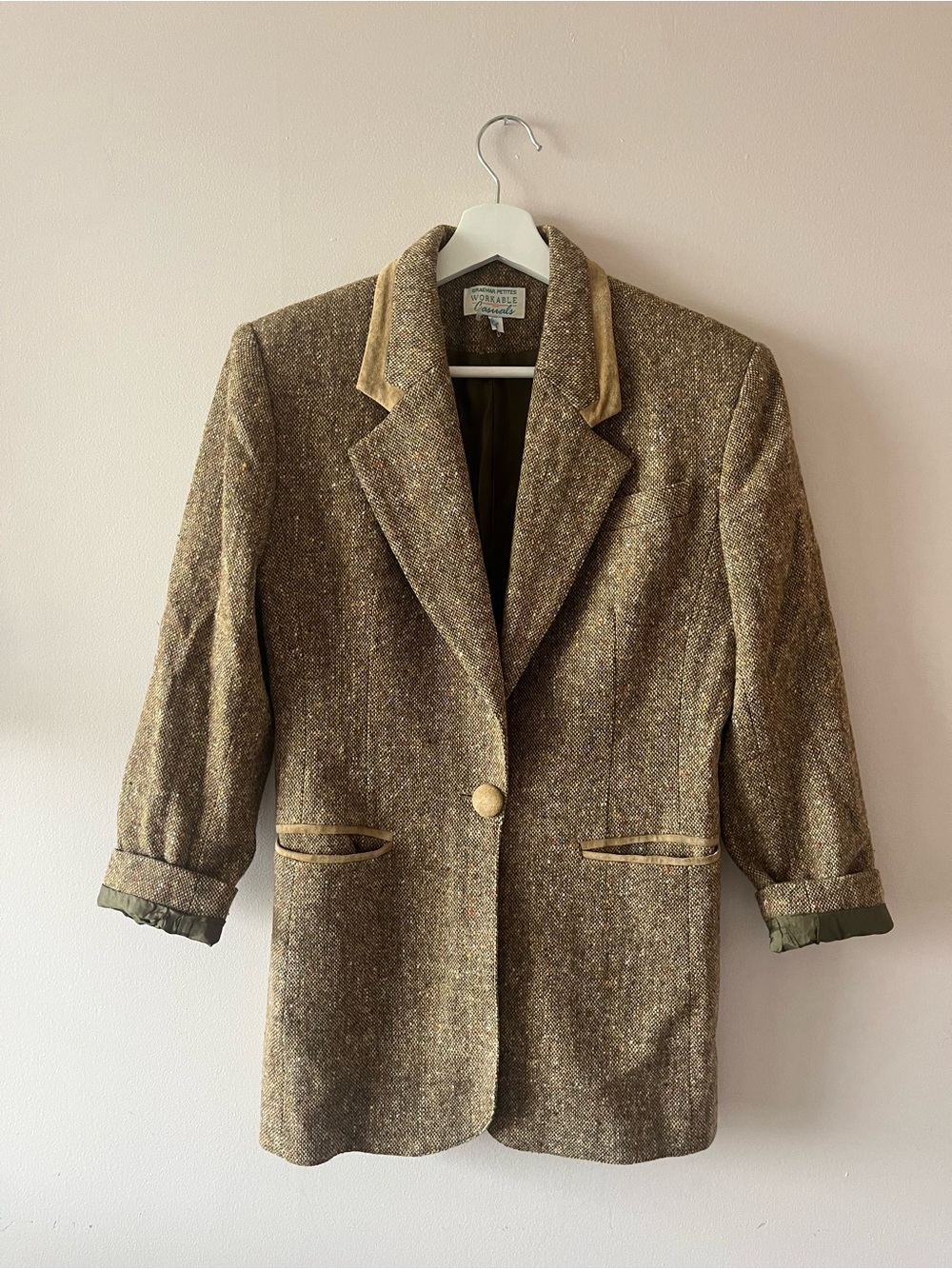 Vintage Tweed Blazer Jacket in Brown - Unbranded